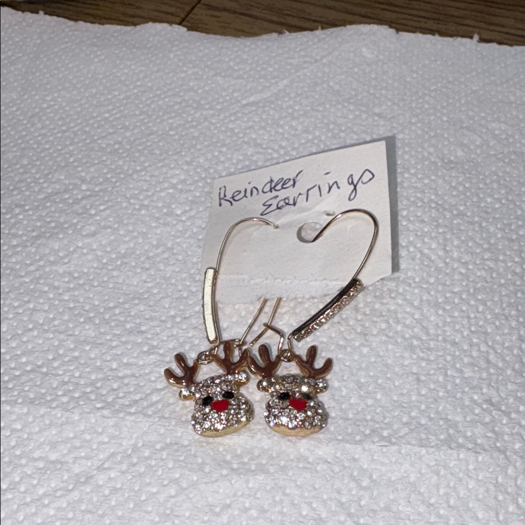 Authentic Betsey Johnson Earrings - Crystal Rhinestone Rudolph Earrings 30$